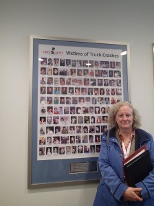 Permanent memorial to truck crash victims.