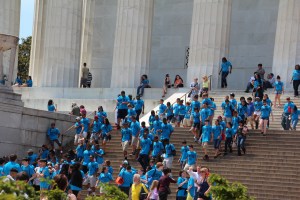 We were followed everywhere by the 'kids in blue.'