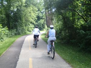 Riding through the woods.