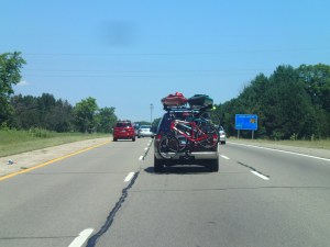 Two bikes, two kayaks.