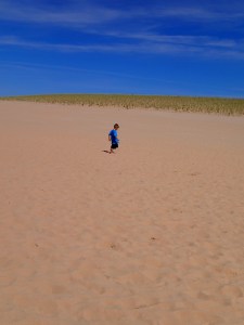 Nothing but sand and sky.