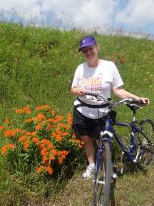 Abundant orange butterfly weed along the trail.