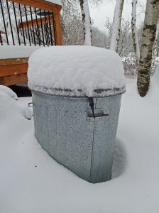 The bird seed is stored in here.