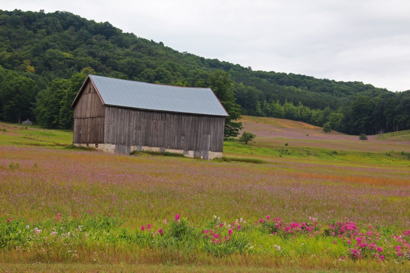 Tucked into the hills.