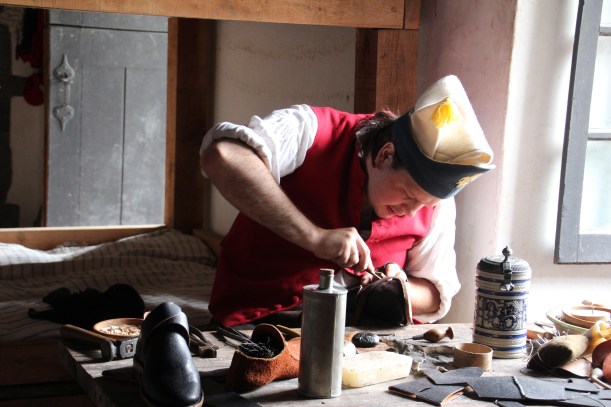 Making 18th century shoes.
