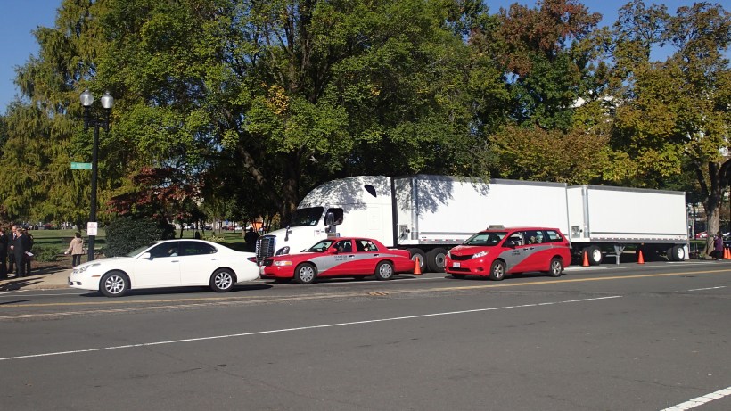A double 33 parked in DC.