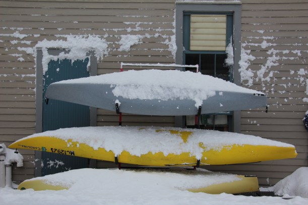 Kayaks resting until spring.