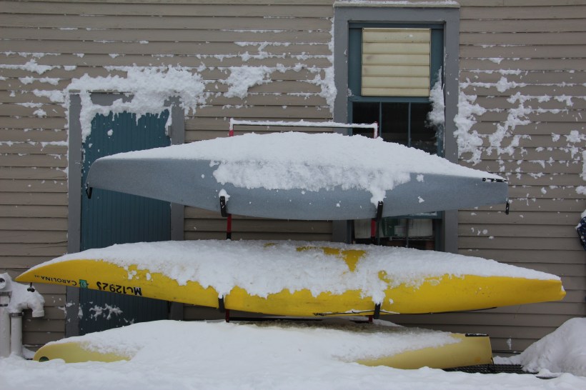 Kayaks resting until spring.