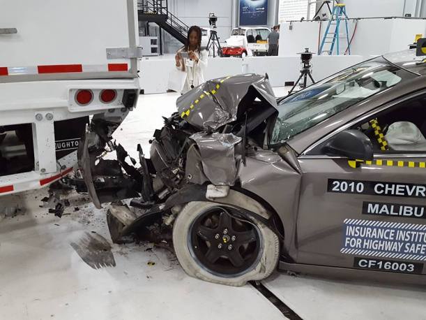 The dummy survived this crash because the rear guard was strong.