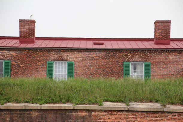 The back of the barracks.