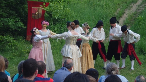 The women celebrate.