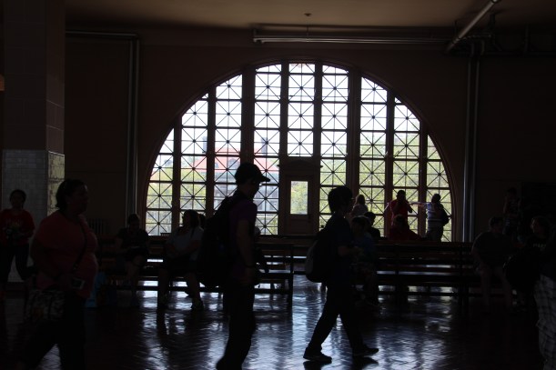 People passing through Ellis Island today.