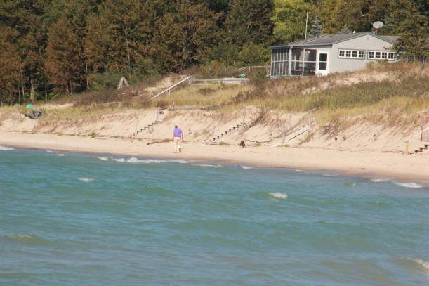 A walk on the beach with a dog.