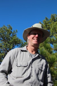 Climbing a mountain.