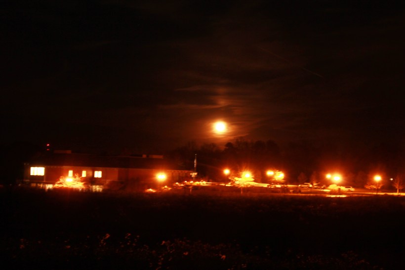 Super moon over library.