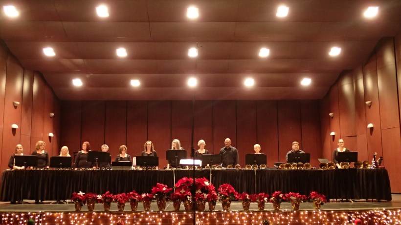 Bell choir creating delicate music.